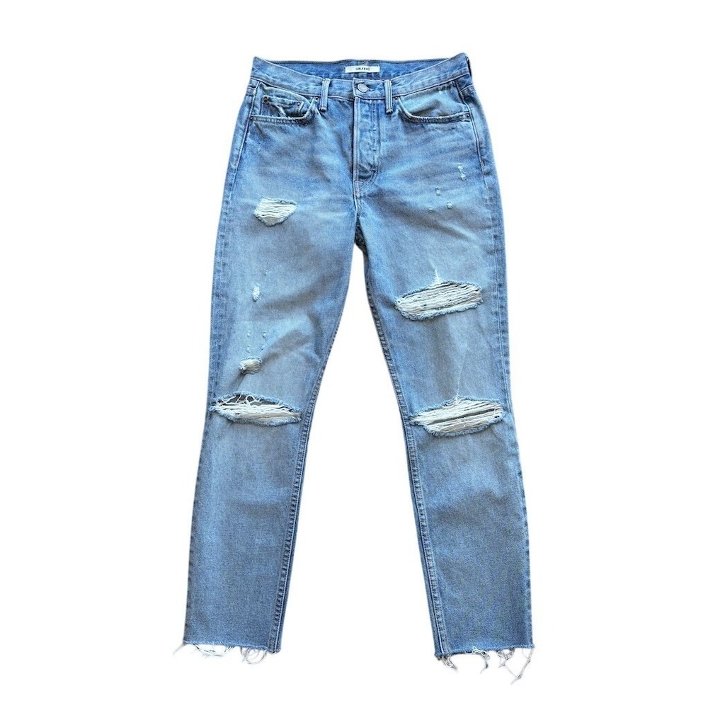 GRLFRND Jeans Womens Size 27 Blue Light Wash High Rise Skinny Distressed